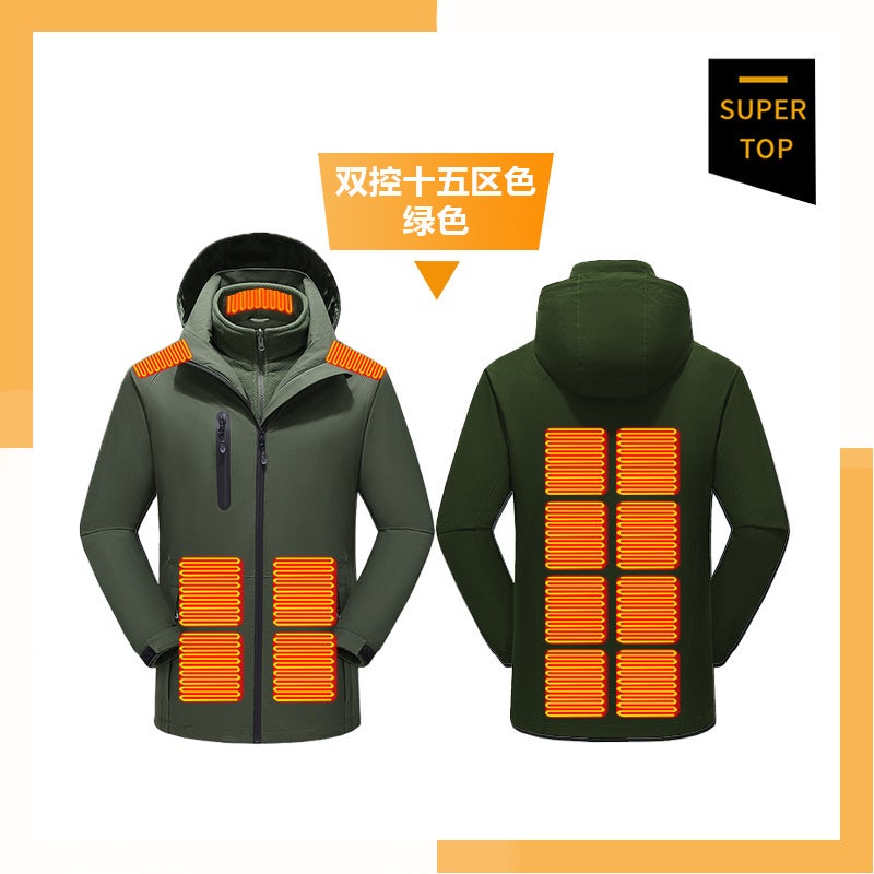 Factory Heating Clothing Windproof Coat Winter Three-In-One Men'S And Women'S Assault Clothing Intelligent Constant Temperature Warm Heating Clothing - Image 1
